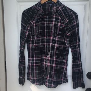 Fox Black and Pink Plaid Long Sleeve Shirt
